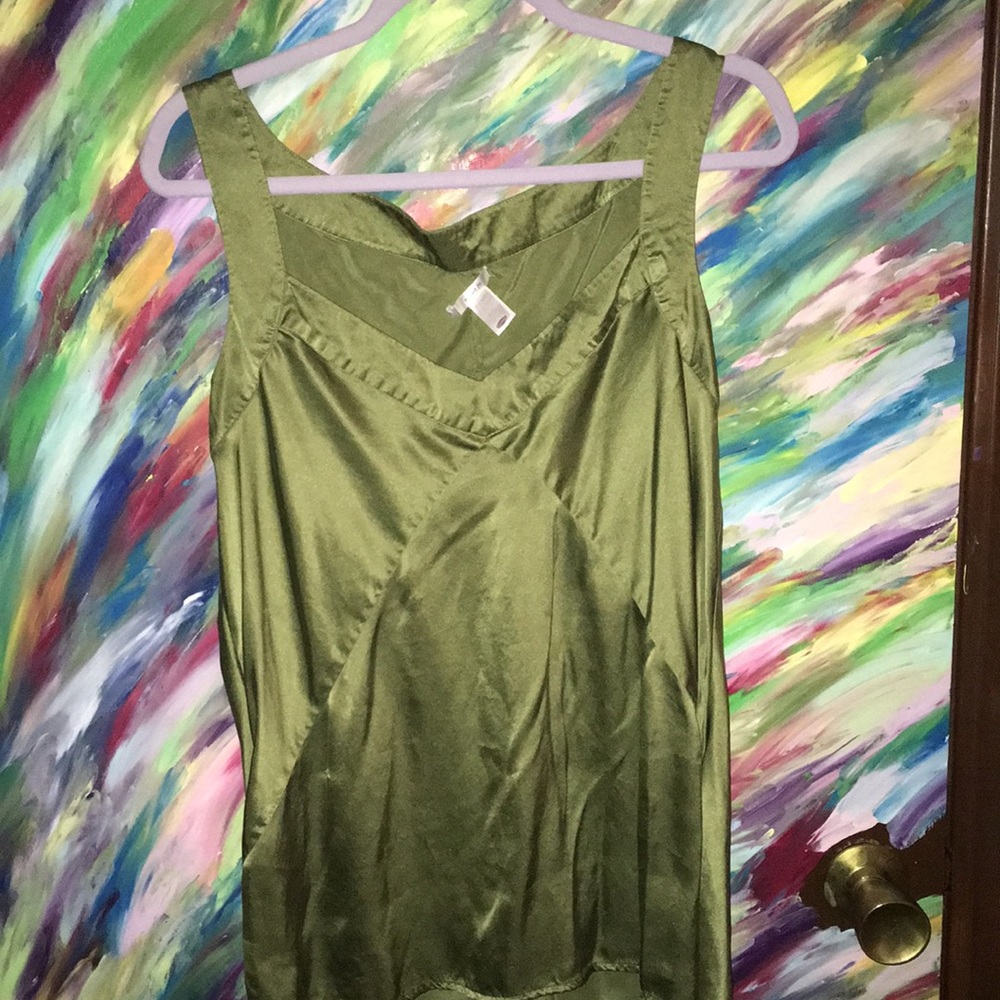 Olive green silk top